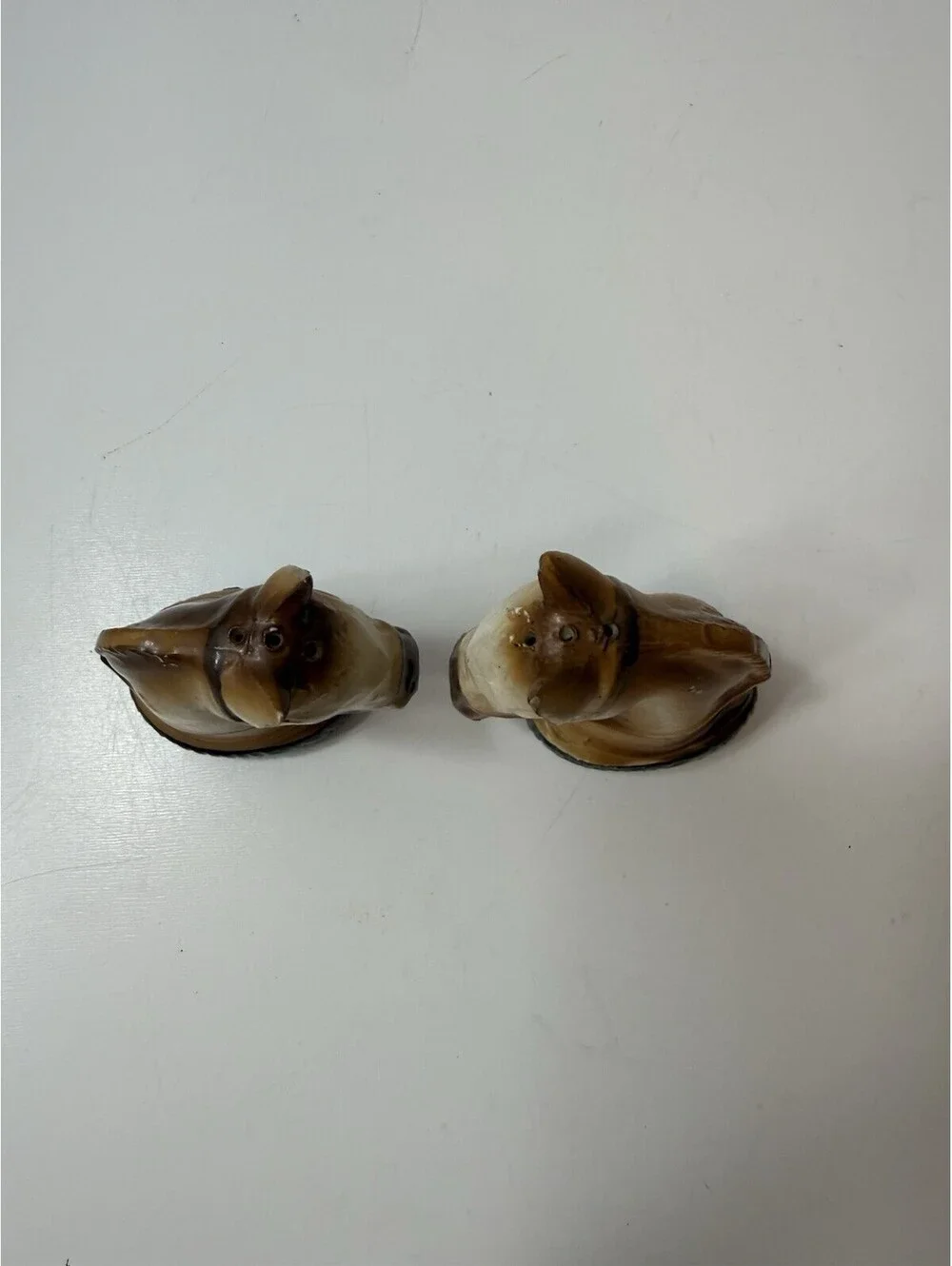 1950’s Ceramic Horse Head Salt & Pepper Shakers Tawny Brown w/Dark Brown Bridle
